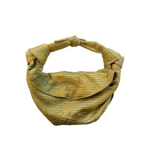 mle Nodo Mini Clutch Gold Yellow Blue Knotted Handle Bag Tapestry Jacquard EUC